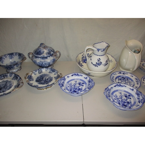 6 - A large quantity of blue and white china, and other ceramics, to include Copeland late spode items, ... 