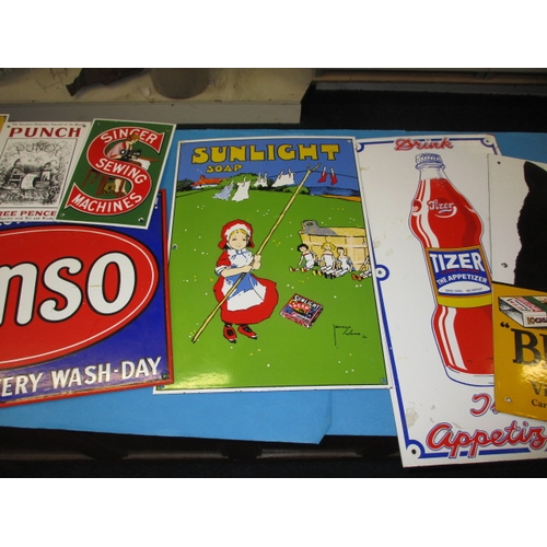 11 - A quantity of late 20th century Enamel signs on steel, approx. size of Tizer sign 61x30cm, all in us... 