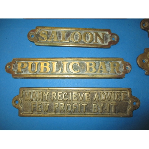 12 - A quantity of humorous cast brass door signs, approx. length of longest 25cm, all in good pre-owned ... 