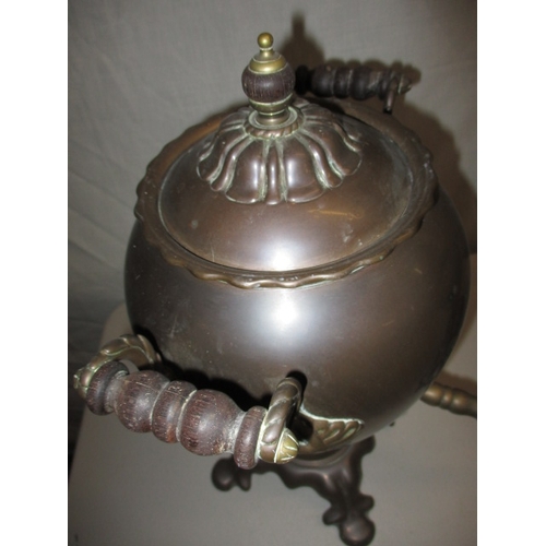 20 - Two vintage hot water urns, well tarnished with general use-related marks