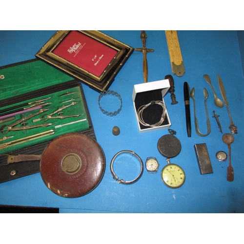 48 - A parcel of interesting miscellanea, to include a vintage Rolex watch, silver bangle and a Pandora b... 