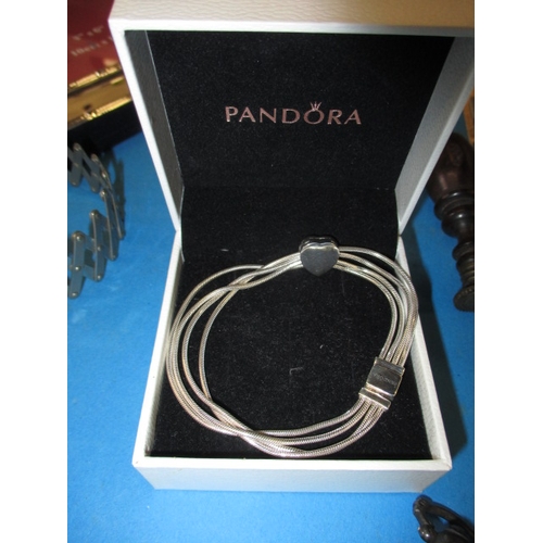 48 - A parcel of interesting miscellanea, to include a vintage Rolex watch, silver bangle and a Pandora b... 