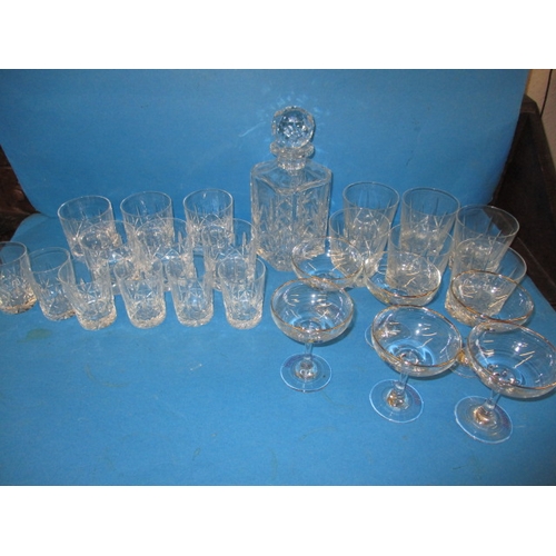 50 - A quantity of drinking glasses, to include lead crystal tumblers and a decanter and a set of six Bab... 