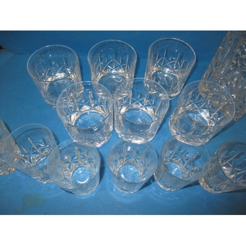 50 - A quantity of drinking glasses, to include lead crystal tumblers and a decanter and a set of six Bab... 