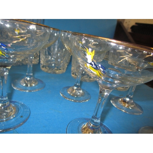 50 - A quantity of drinking glasses, to include lead crystal tumblers and a decanter and a set of six Bab... 