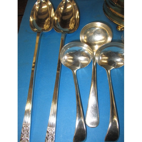 58 - A quantity of vintage plated items, to include a dish ring and ladles, all in useable pre-owned cond... 