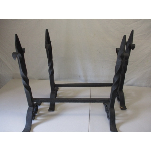 66 - Two large wrought iron log lifters, suitable for an inglenook fireplace, in good used condition