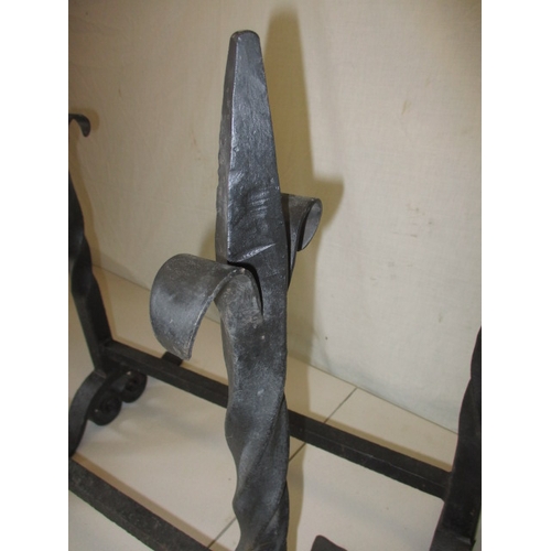 66 - Two large wrought iron log lifters, suitable for an inglenook fireplace, in good used condition