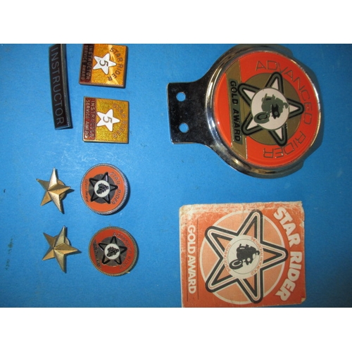 70 - A quantity of motorcycle proficiency badges, to include 5 star rider and instructor badges, all in u... 