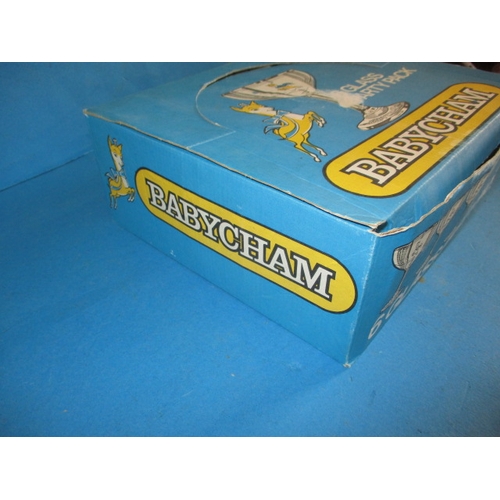 87 - A boxed set of 6 Babycham glasses, the glasses are unused, the box has minor age-related marks