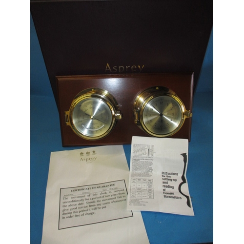 88 - Asprey of London barometer clock unit, wall mounted, in unused condition with box and instructions, ... 