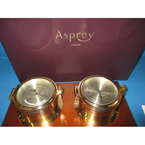 88 - Asprey of London barometer clock unit, wall mounted, in unused condition with box and instructions, ... 