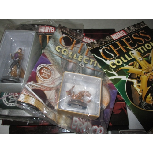 99 - Marvel Eaglemoss chess collection, to include 38 figures, magazines, folders and playing board, all ... 