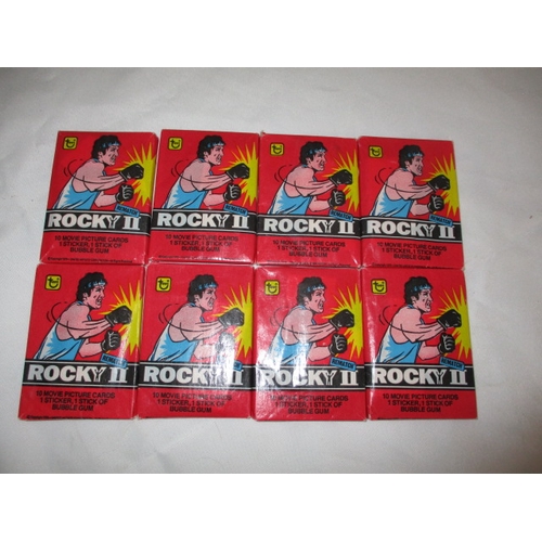 8 Late 1970s Rocky II Bubblegum packs, unopened with movie cards, sticker and bubblegum c1979