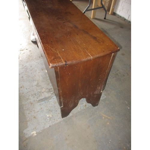 115 - An antique elm coffer with candle-box, would benefit from restoration. Approximate sizes, length 108... 