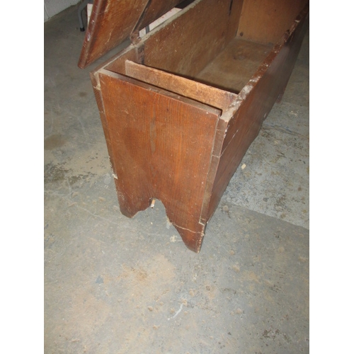 115 - An antique elm coffer with candle-box, would benefit from restoration. Approximate sizes, length 108... 