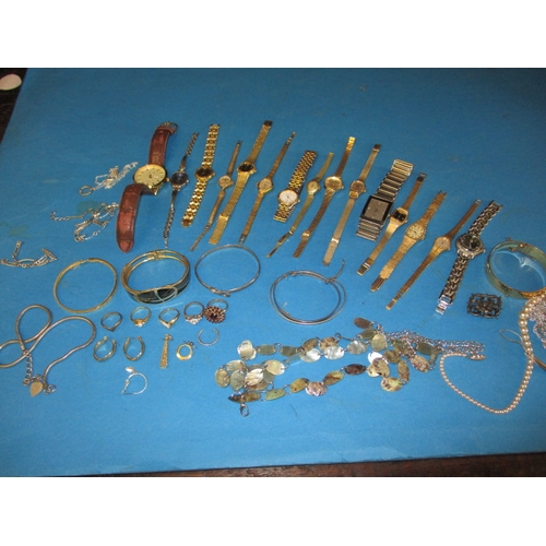 136 - A parcel of costume jewellery and watches, to include some silver items, all in used condition