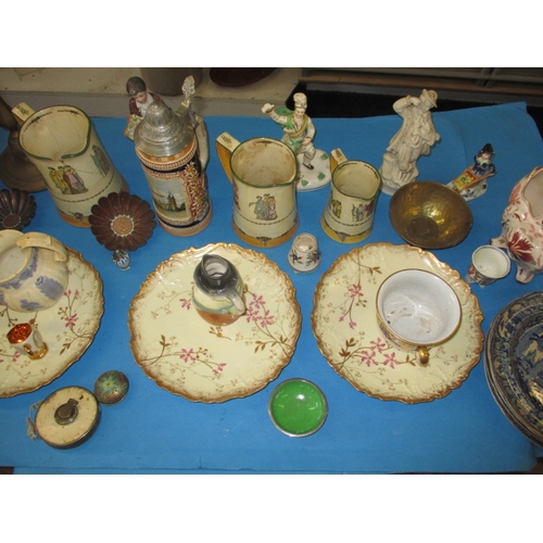 A quantity of general clearance items to include figures and old bottles, some items with chips and cracks