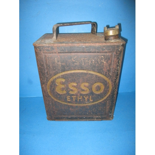 A vintage ESSO Ethyl fuel can in used condition with no observed holes