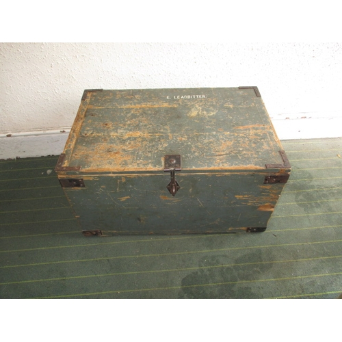 223 - A vintage Post Office worker's painted pine tool chest, approximate dimensions width 72cm, height 38... 