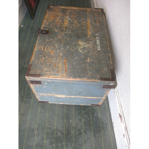 223 - A vintage Post Office worker's painted pine tool chest, approximate dimensions width 72cm, height 38... 