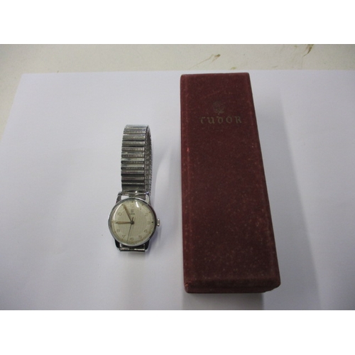 76 - A vintage Rolex Tudor wrist watch, with original box, runs well when wound and having general use-re... 