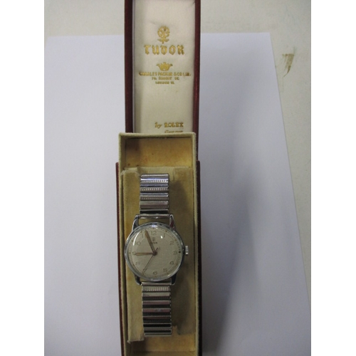 76 - A vintage Rolex Tudor wrist watch, with original box, runs well when wound and having general use-re... 