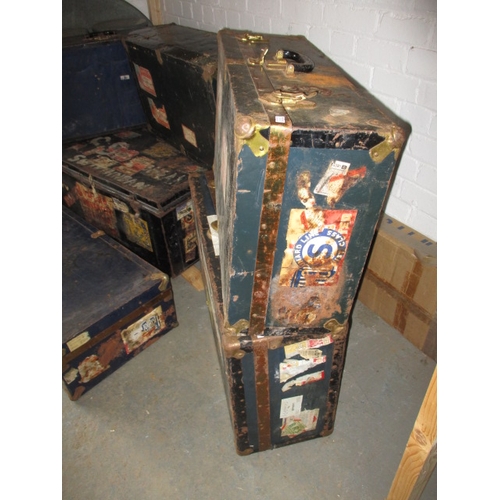 312 - A quantity of vintage travel trunks, with original genuine shipping labels to include Cunard example... 