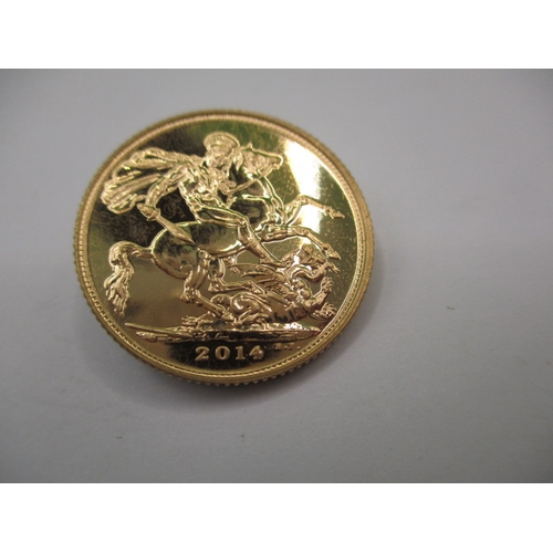 135 - An Elizabeth II  full gold sovereign dated 2014, an uncirculated coin with very fine definition of f... 