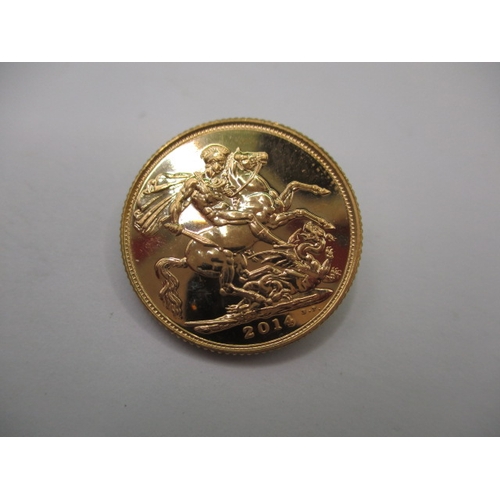 137 - An Elizabeth II  full gold sovereign dated 2014, an uncirculated coin with very fine definition of f... 