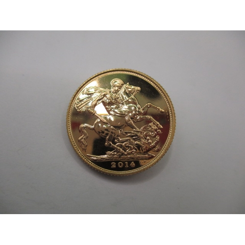 138 - An Elizabeth II  full gold sovereign dated 2014, an uncirculated coin with very fine definition of f... 