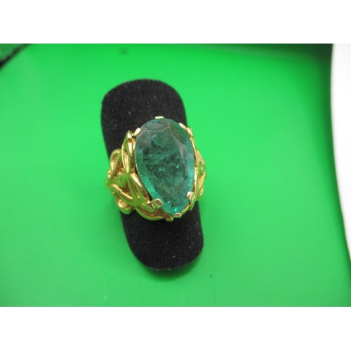 6 - An Asian yellow gold ring with large central green stone, approx. ring size ‘M+’, approx. gross weig... 