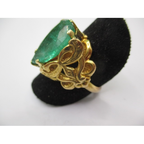 6 - An Asian yellow gold ring with large central green stone, approx. ring size ‘M+’, approx. gross weig... 