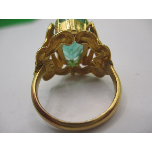 6 - An Asian yellow gold ring with large central green stone, approx. ring size ‘M+’, approx. gross weig... 