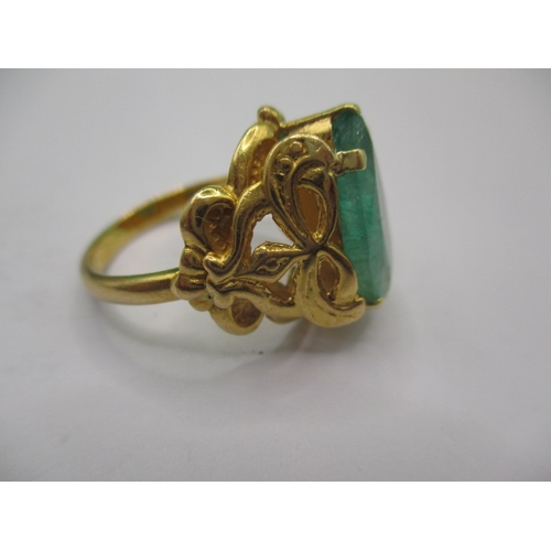 6 - An Asian yellow gold ring with large central green stone, approx. ring size ‘M+’, approx. gross weig... 