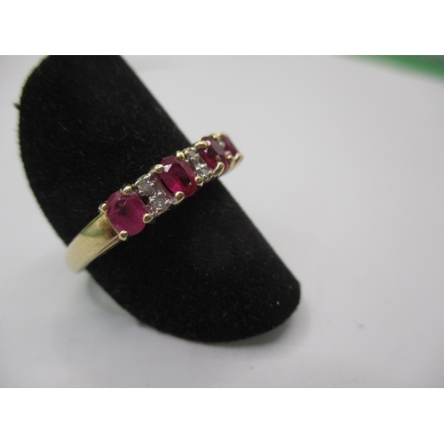 7 - A 9ct yellow gold diamond and ruby dress ring, approx. ring size ‘P+’, approx. weight 2.9g in useabl... 