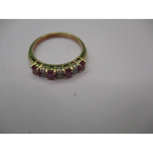 7 - A 9ct yellow gold diamond and ruby dress ring, approx. ring size ‘P+’, approx. weight 2.9g in useabl... 