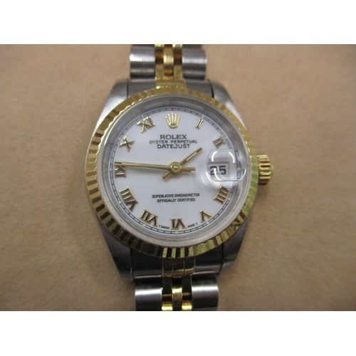 80 - A 1994 ladies Rolex Datejust watch with bi-metal bracelet, with box and paperwork, one owner from ne... 