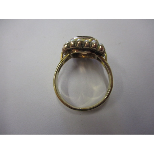 9 - A vintage dress ring marked 18k, approx. ring size ‘T’, approx. weight 7.2g in useable pre-owned con... 