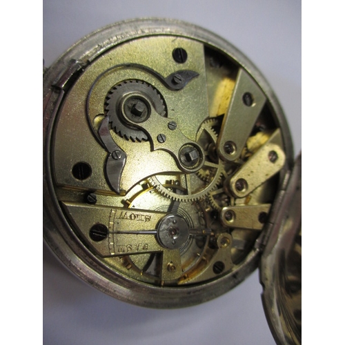 87 - A vintage fine silver cased pocket watch, no key so not tested as to function, a silver pill pot and... 