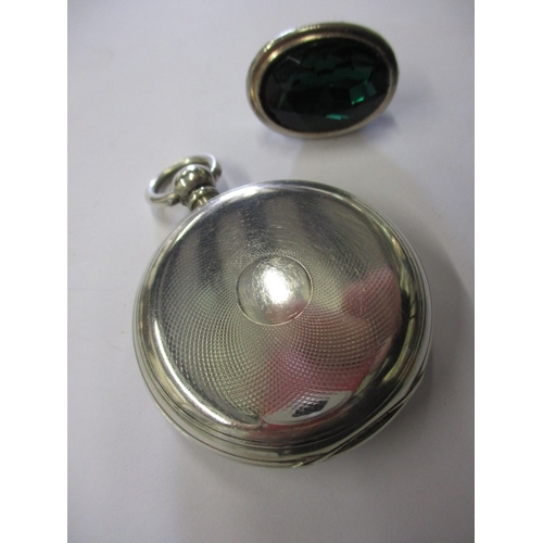 87 - A vintage fine silver cased pocket watch, no key so not tested as to function, a silver pill pot and... 