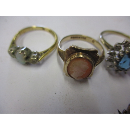 67 - A parcel of gold and yellow metal jewellery, one ring marked 18ct others marked for 9ct, all in used... 