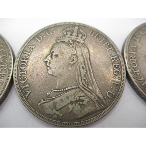 153 - Three Victoria silver crowns all dated 1890, all circulated with fine definition of features