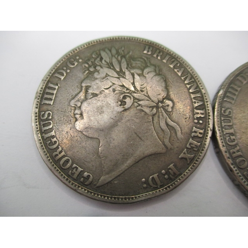 154 - Three George IV silver crowns dated 1821, all circulated with fine definition of features