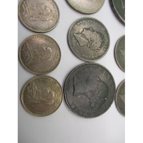 155 - A parcel of Georgian and Victorian silver and other coins, to include an 1844 crown with star stops,... 