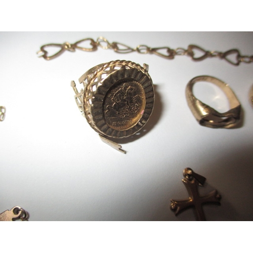 68 - A parcel of gold and yellow metal items, some damages, approx. gross parcel weight 40g