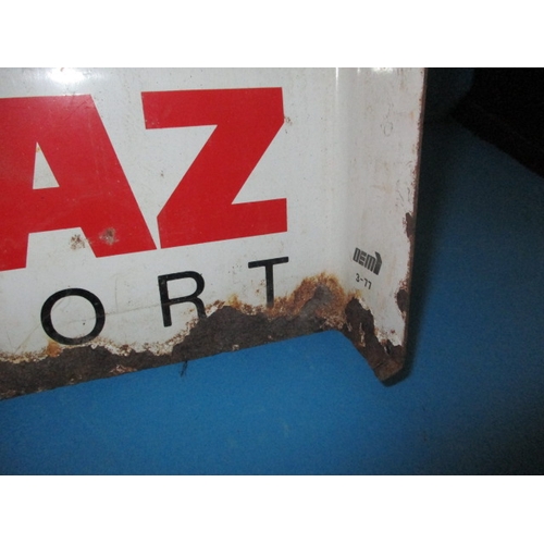 333 - A vintage double sided advertising sign for BUTAGAZ, having some rust to edges and general age-relat... 