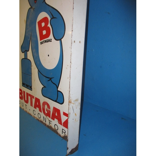 333 - A vintage double sided advertising sign for BUTAGAZ, having some rust to edges and general age-relat... 