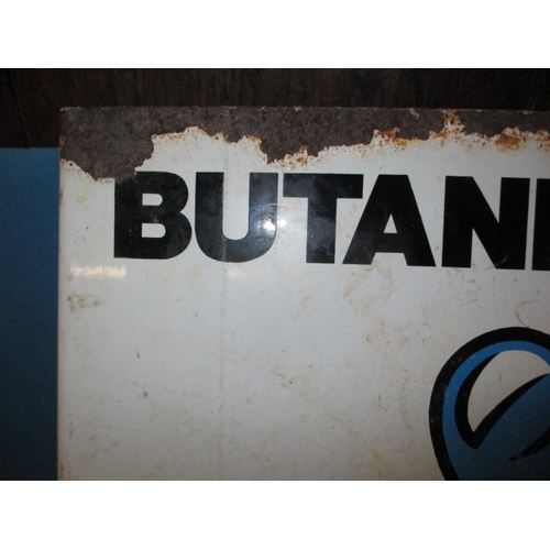 333 - A vintage double sided advertising sign for BUTAGAZ, having some rust to edges and general age-relat... 