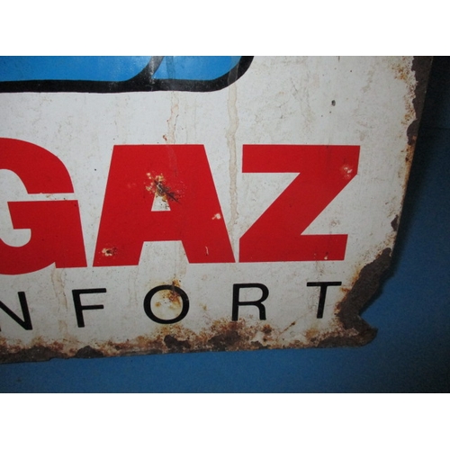 333 - A vintage double sided advertising sign for BUTAGAZ, having some rust to edges and general age-relat... 